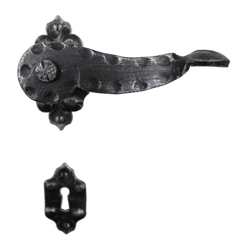 2003 Flower Wrought Iron Door Lever Handle on Rose Lorenz Ferart