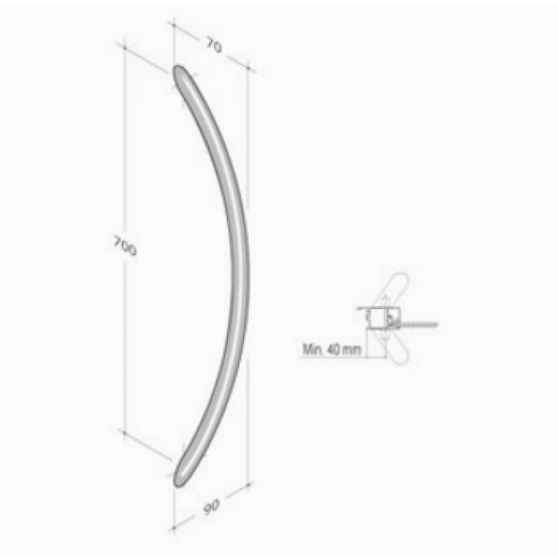 200.051 pba Pull Handle in Stainless Steel AISI 316L