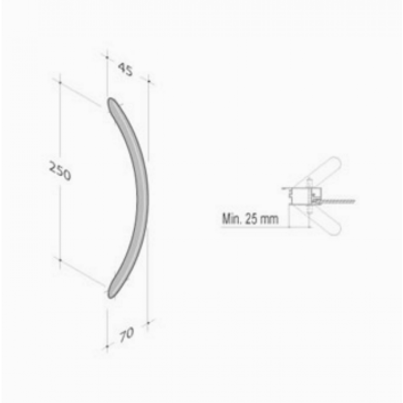 200.051 pba Pull Handle in Stainless Steel AISI 316L