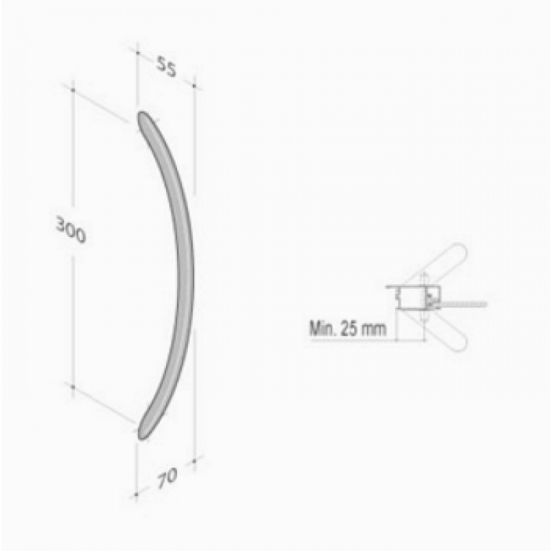 200.051 pba Pull Handle in Stainless Steel AISI 316L