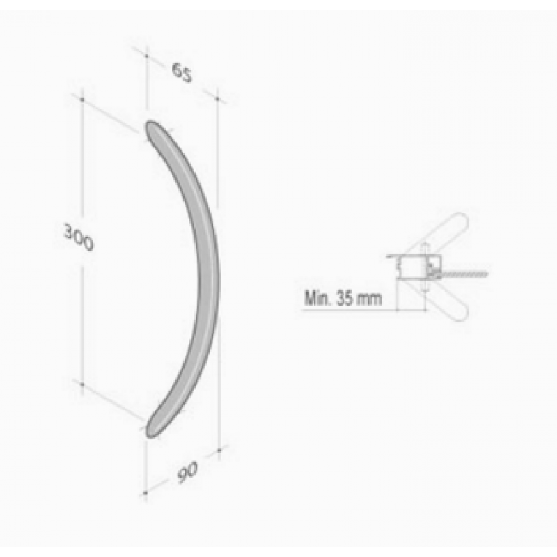 200.051 pba Pull Handle in Stainless Steel AISI 316L