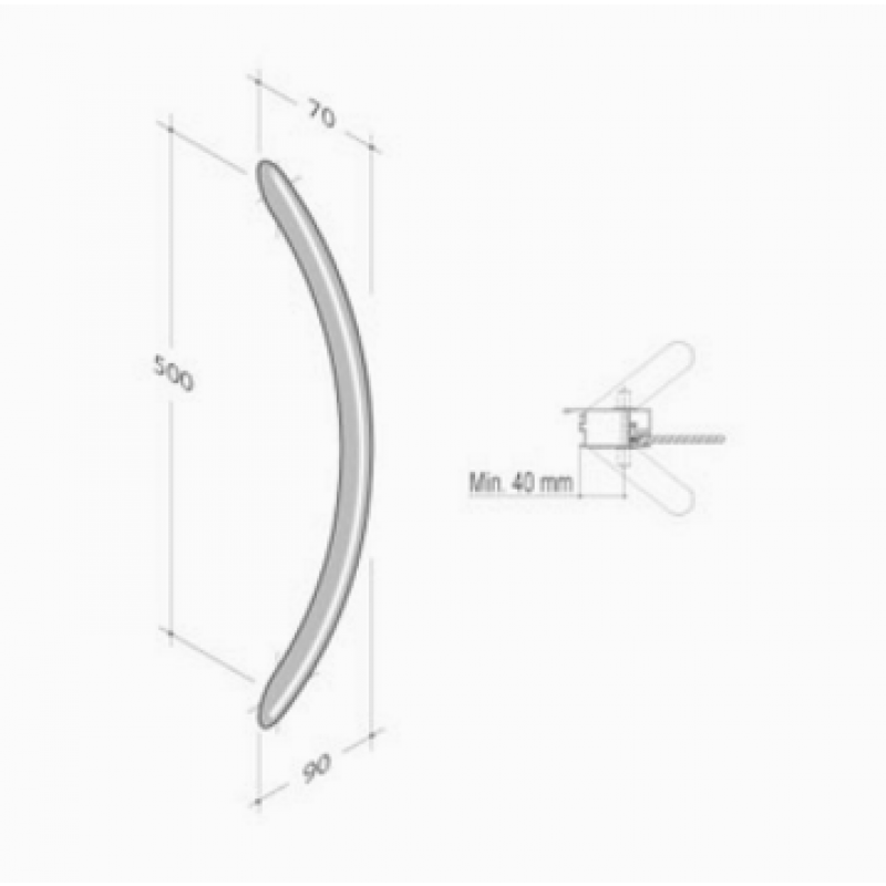 200.051 pba Pull Handle in Stainless Steel AISI 316L