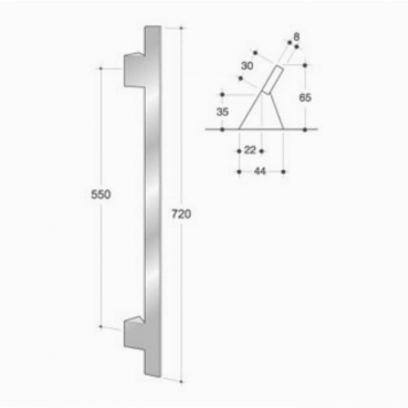 200.IT.001 pba Pull handle in stainless steel 316L