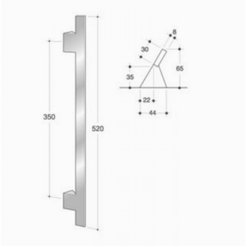 200.IT.001 pba Pull handle in stainless steel 316L