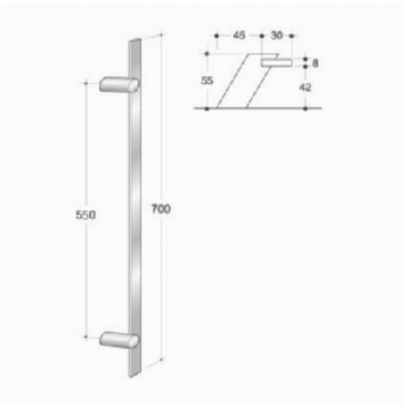 200.IT.031 pba Pull handle in stainless steel 316L