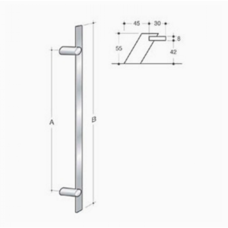 200.IT.031 pba Pull handle in stainless steel 316L