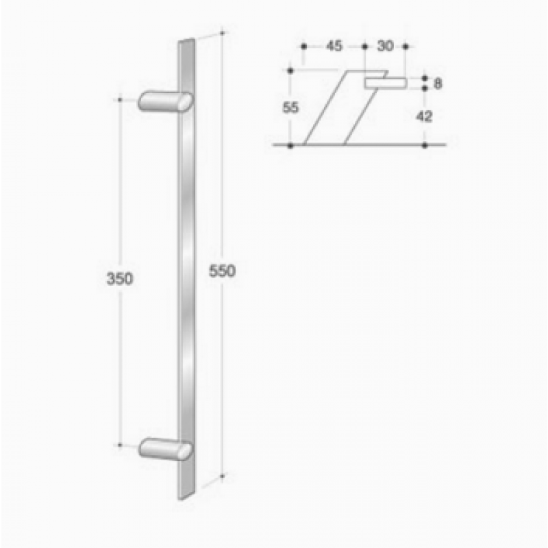 200.IT.031 pba Pull handle in stainless steel 316L