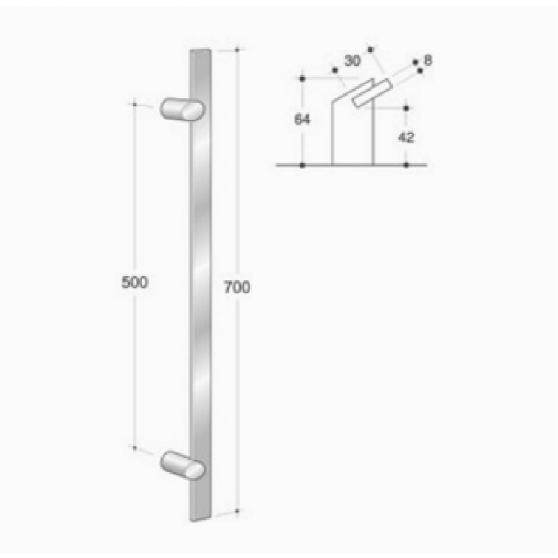 200.IT.041 pba Pull handle in stainless steel 316L