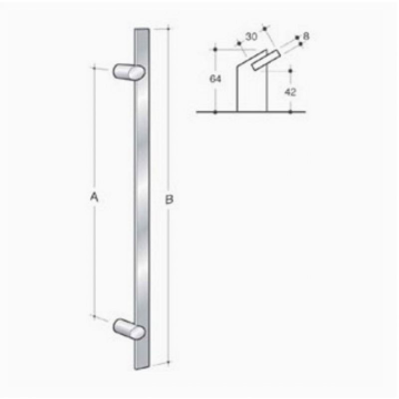 200.IT.041 pba Pull handle in stainless steel 316L