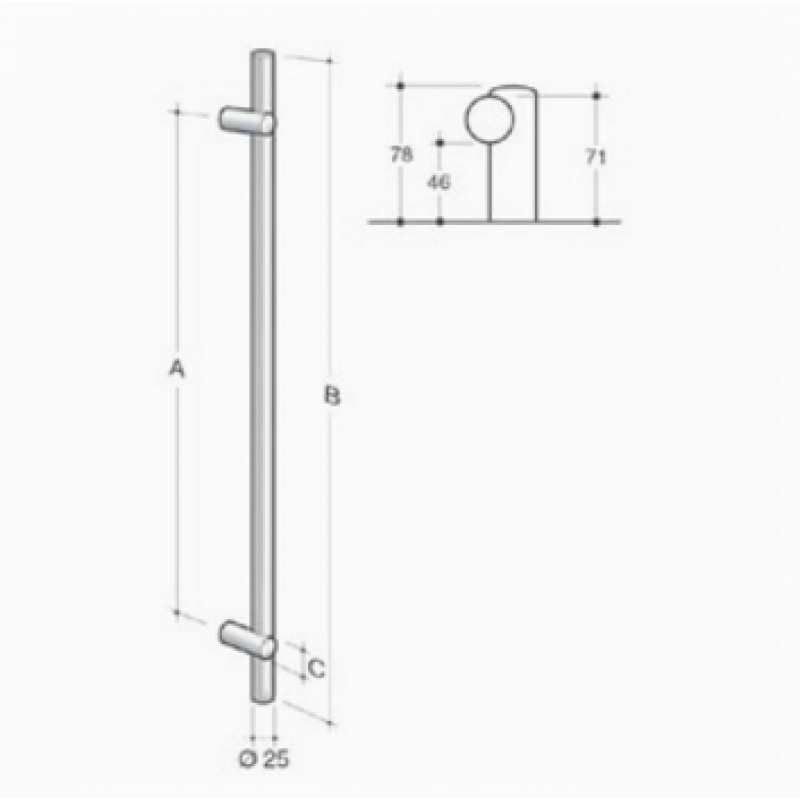 200.IT.051 pba Pull handle in stainless steel 316L