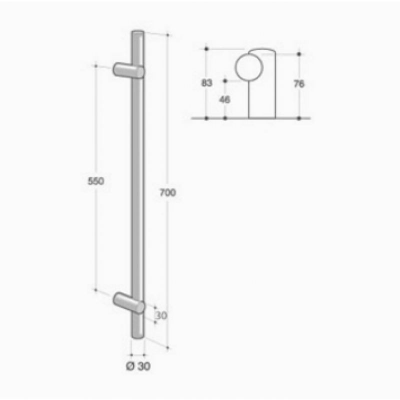 200.IT.061 pba Pull handle in stainless steel 316L