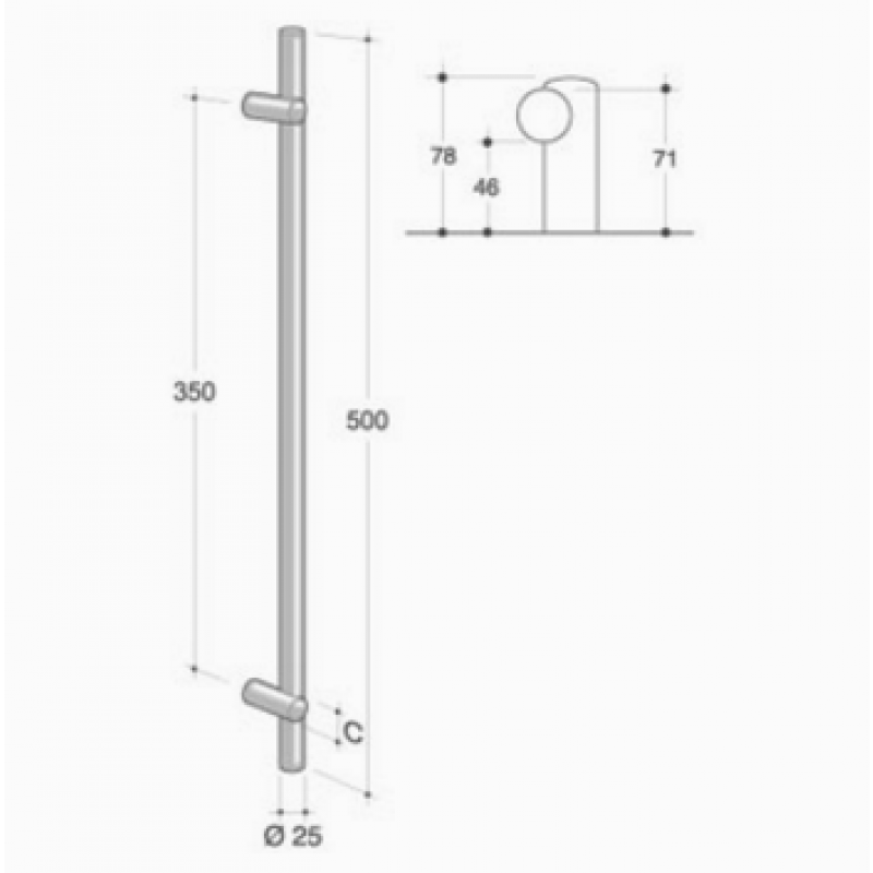 200.IT.061 pba Pull handle in stainless steel 316L