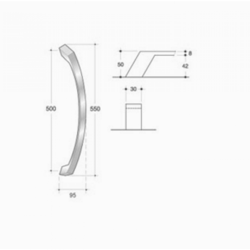 200.IT.082 pba Pull handle in stainless steel 316L