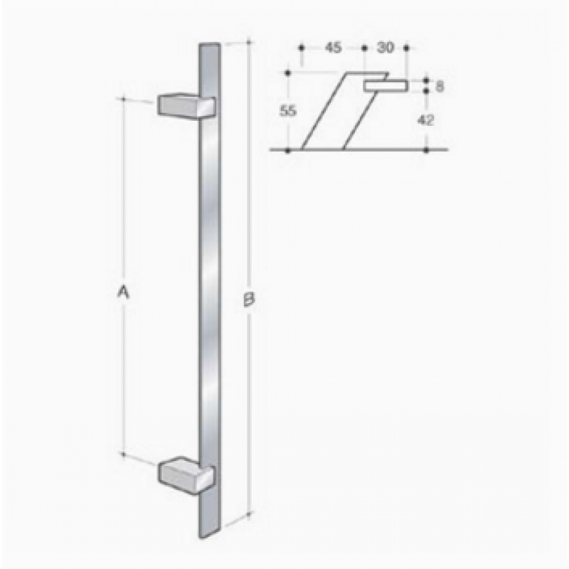 200.IT.091 pba Pull handle in stainless steel 316L