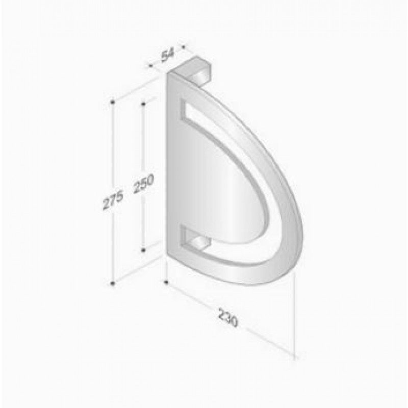 200.YOD.041 pba Pull Handle Wood and Stainless Steel AISI 316L