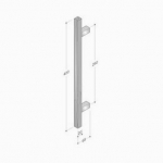 200.YOD.211 pba Pull Handle Wood and Stainless Steel AISI 316L