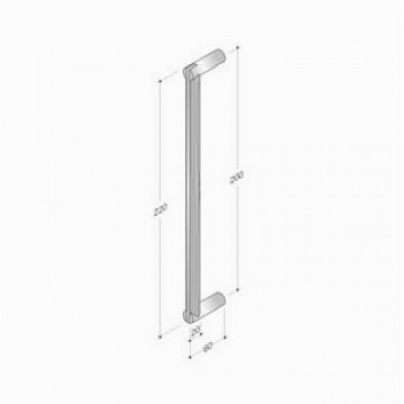 200.YOD.301 pba Pull Handle Wood and Stainless Steel AISI 316L
