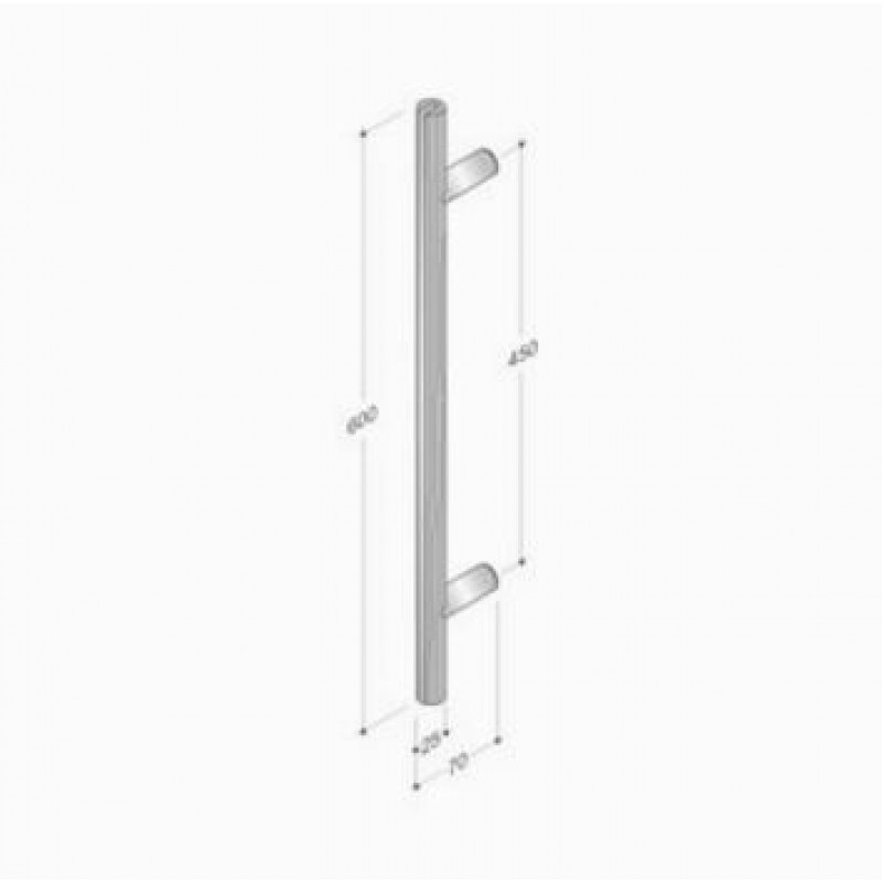 200.YOD.311 pba Pull Handle Wood and Stainless Steel AISI 316L