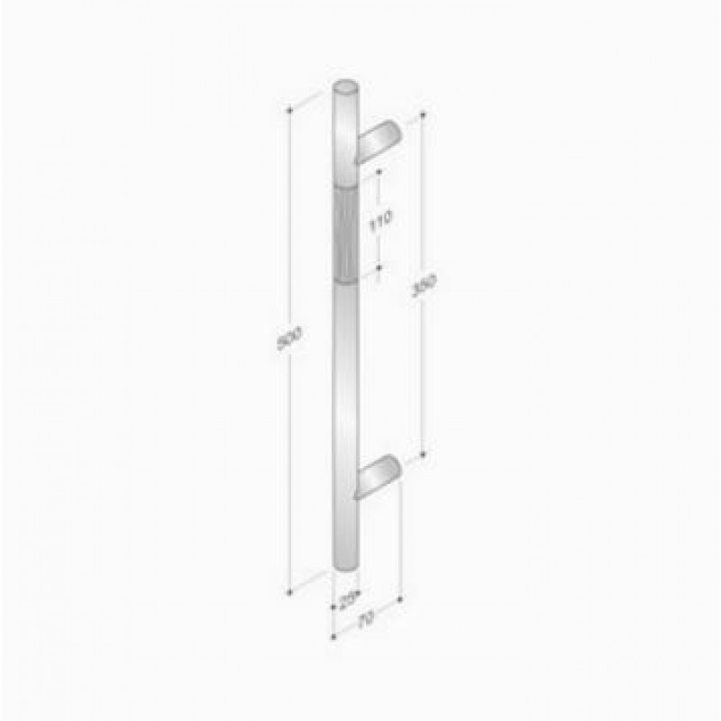 200.YOD.401 pba Pull Handle Wood and Stainless Steel AISI 316L