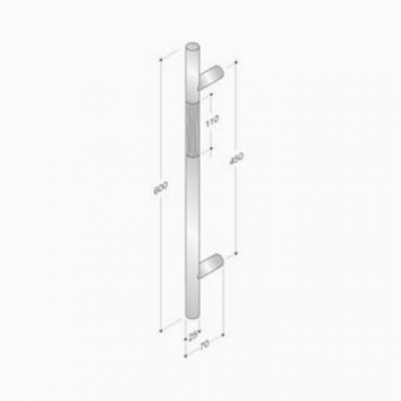 200.YOD.401 pba Pull Handle Wood and Stainless Steel AISI 316L