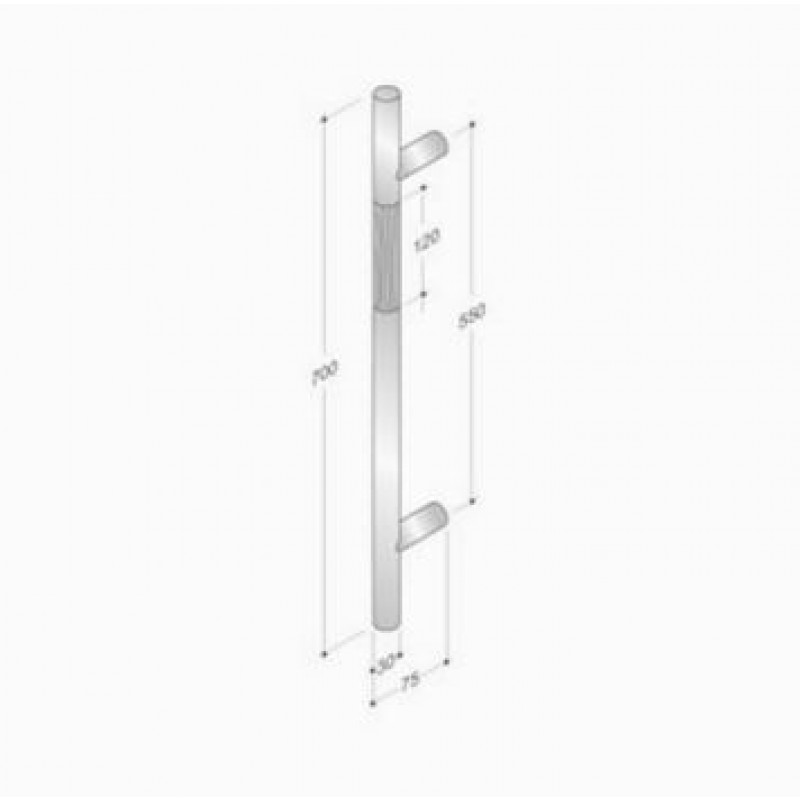 200.YOD.401 pba Pull Handle Wood and Stainless Steel AISI 316L