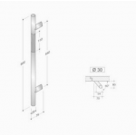 200.YOD.411 pba Pull Handle Wood and Stainless Steel AISI 316L