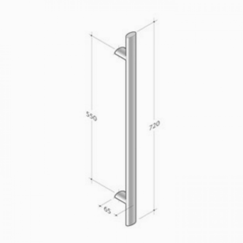 200E-011 pba Tubular Elliptical Pull Handles in Stainless Steel AISI 316L