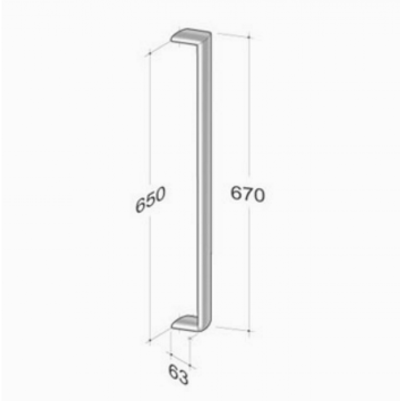 200E-031 pba Tubular Elliptical Pull Handles in Stainless Steel AISI 316L