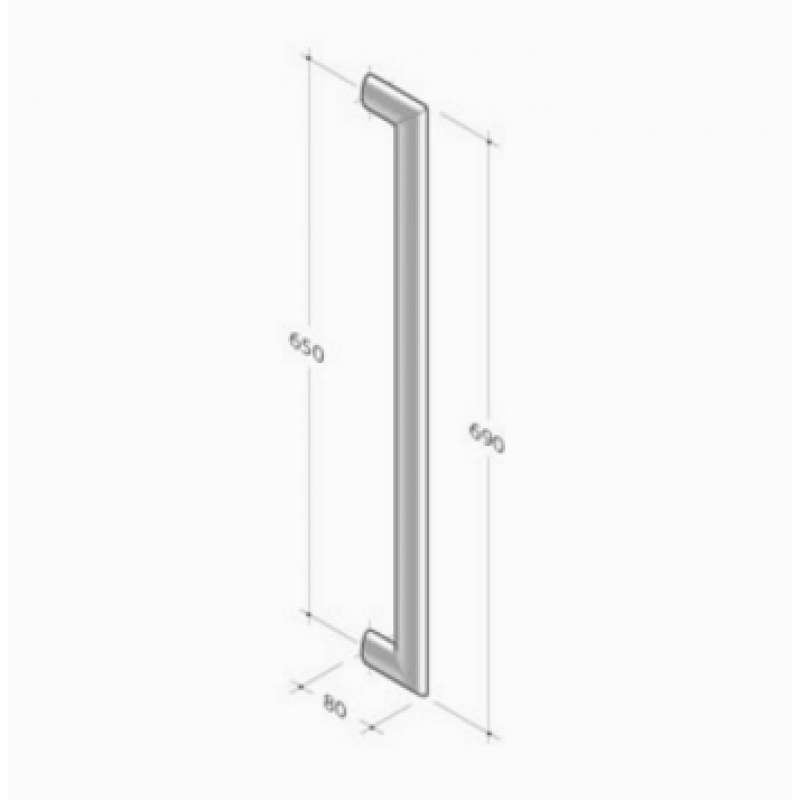 200E-041 pba Tubular Elliptical Pull Handle in Stainless Steel AISI 316L
