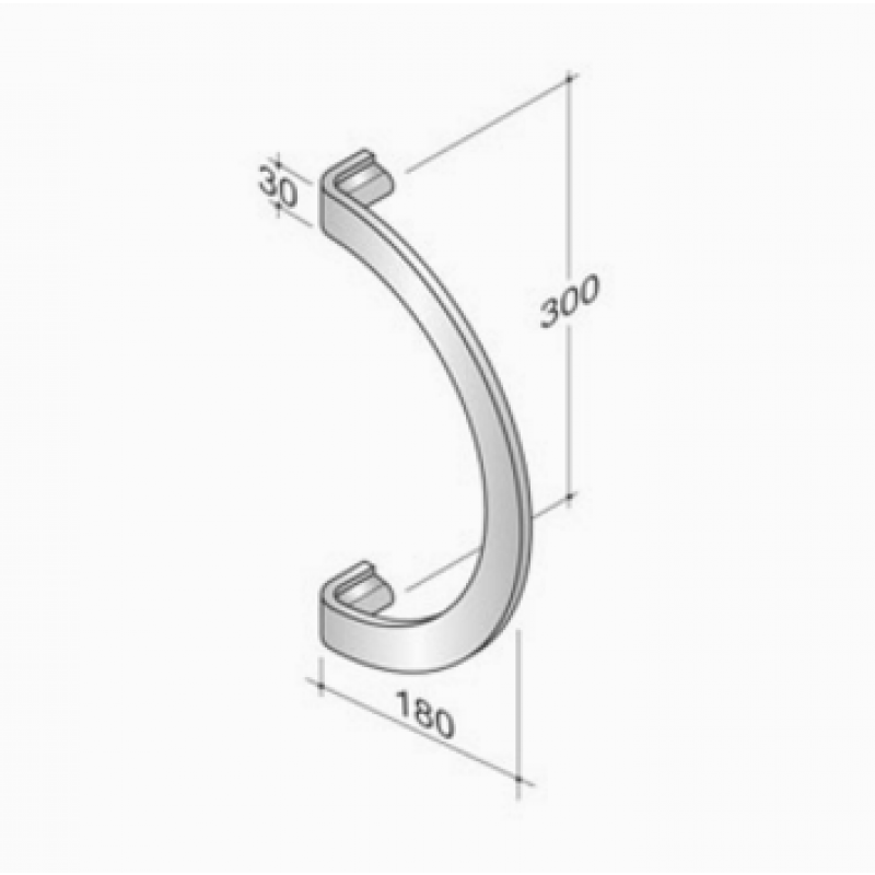 200P-041 pba Pull handle in stainless steel with flat profile