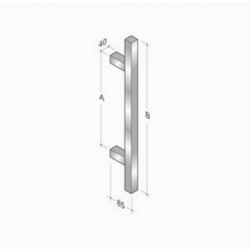 200Q-101 pba Pull Handle in Stainless Steel AISI 316L with Square Profile