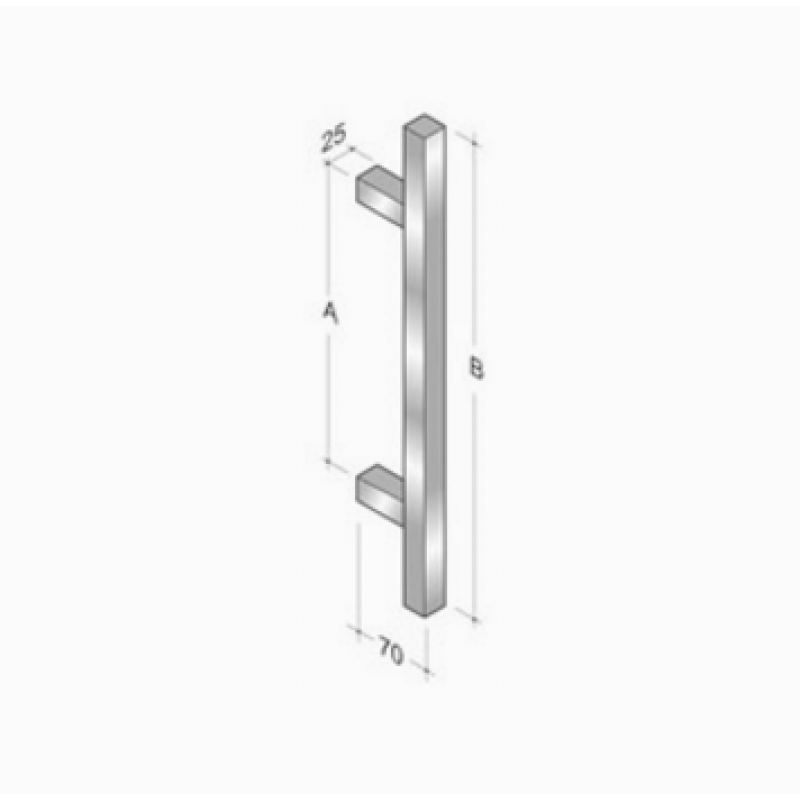 200Q-101 pba Pull Handle in Stainless Steel AISI 316L with Square Profile