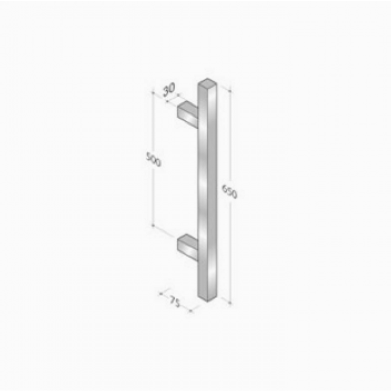 200Q-101 pba Pull Handle in Stainless Steel AISI 316L with Square Profile