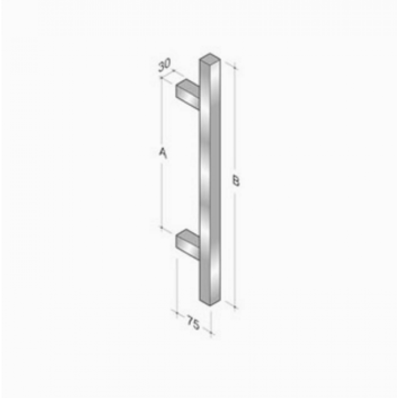 200Q-101 pba Pull Handle in Stainless Steel AISI 316L with Square Profile