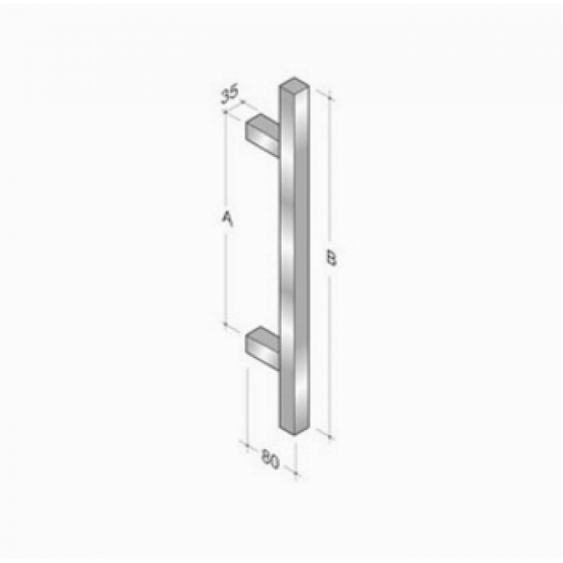 200Q-101 pba Pull Handle in Stainless Steel AISI 316L with Square Profile