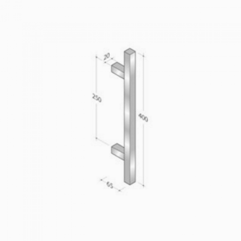 200Q-101 pba Pull Handle in Stainless Steel AISI 316L with Square Profile