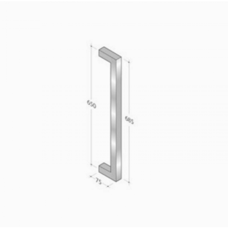 200Q_001 pba Pull Handle in Stainless Steel AISI 316L with Square Profile