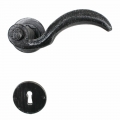 2037 Pointed Wrought Iron Door Lever Handle on Rose Lorenz Ferart
