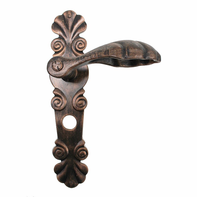 2030 Shells Wrought Iron Door Handle on Plate Lorenz Ferart