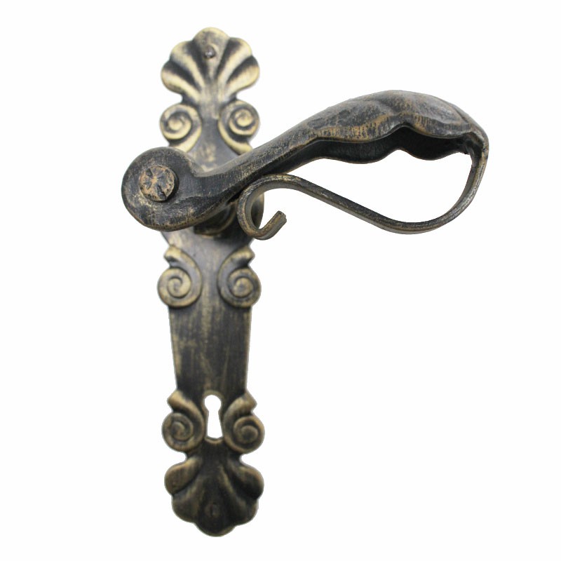 2034 Elegant Wrought Iron Door Handle on Plate Lorenz Ferart