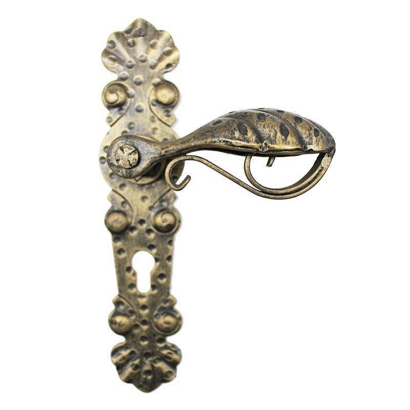 2038 Pointed Wrought Iron Door Handle on Plate Lorenz Ferart