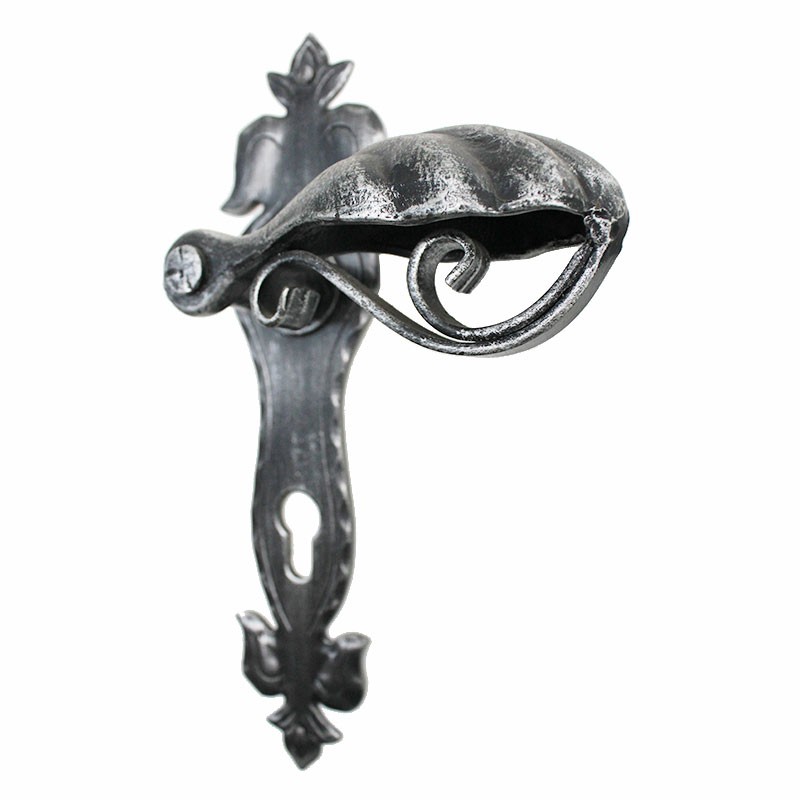 2041 Noble Wrought Iron Door Handle on Plate Lorenz Ferart