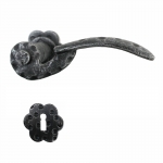 2045 Flower Shape Wrought Iron Door Lever Handle on Rose Lorenz Ferart