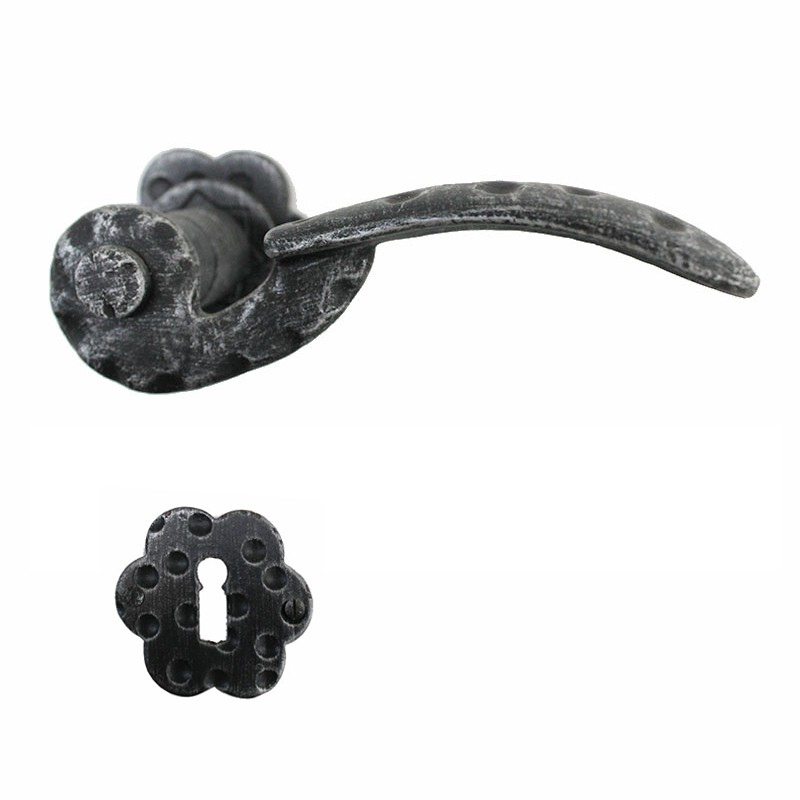 2045 Flower Shape Wrought Iron Door Lever Handle on Rose Lorenz Ferart