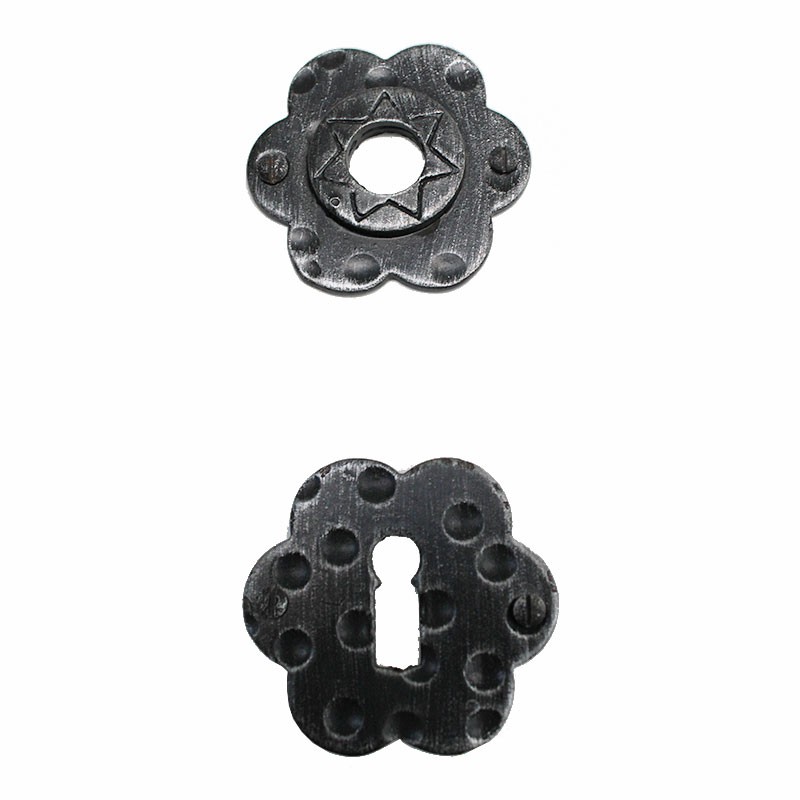 2045 Flower Shape Wrought Iron Door Lever Handle on Rose Lorenz Ferart