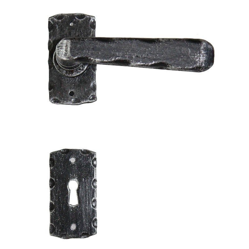 2049 Blunt Wrought Iron Door Lever Handle on Rose Lorenz Ferart