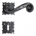 2051 Volute Wrought Iron Door Lever Handle on Rose Lorenz Ferart