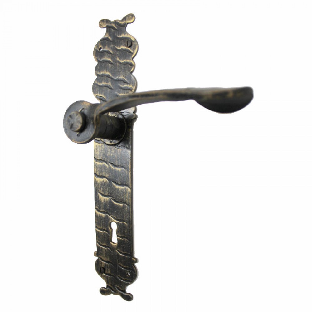 2052 Rectangular Wrought Iron Door Handle on Plate Lorenz Ferart