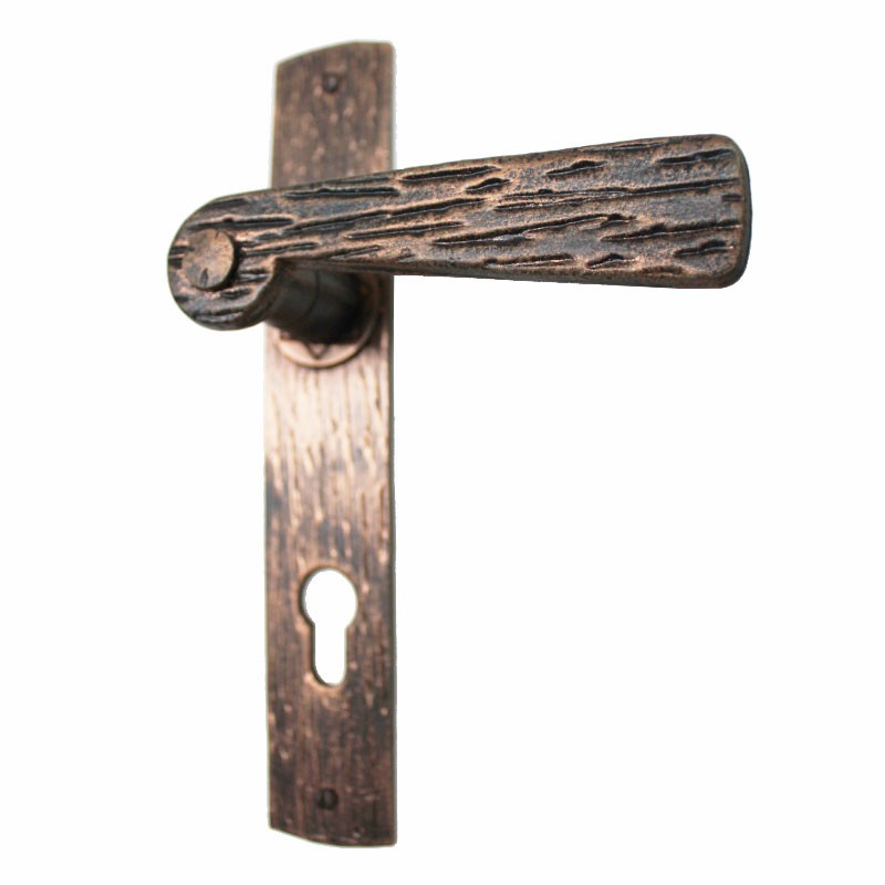 2056 English Cottage Wrought Iron Door Handle on Plate Lorenz Ferart
