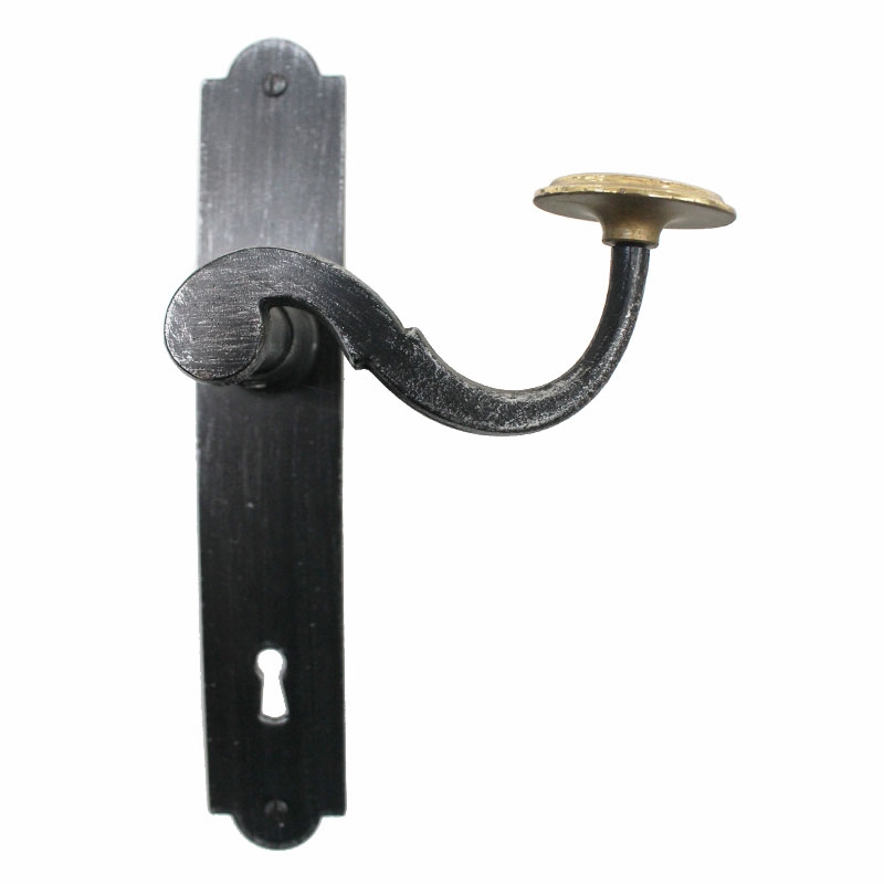 2061 Simple Wrought Iron Door Handle on Plate Lorenz Ferart